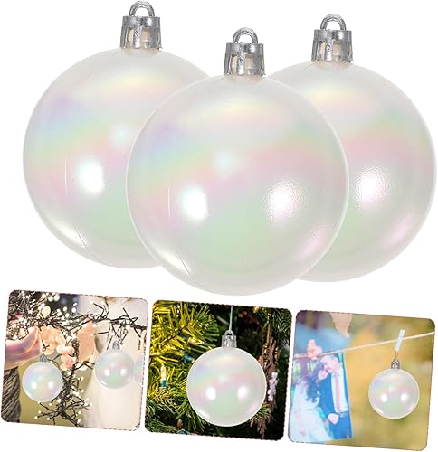 Vista 8 de Lurrose 36 piezas de adornos de árboles transparentes, adornos iridiscentes, mesa rellenable, blanco, colgante, día de Cm, centro translúcido