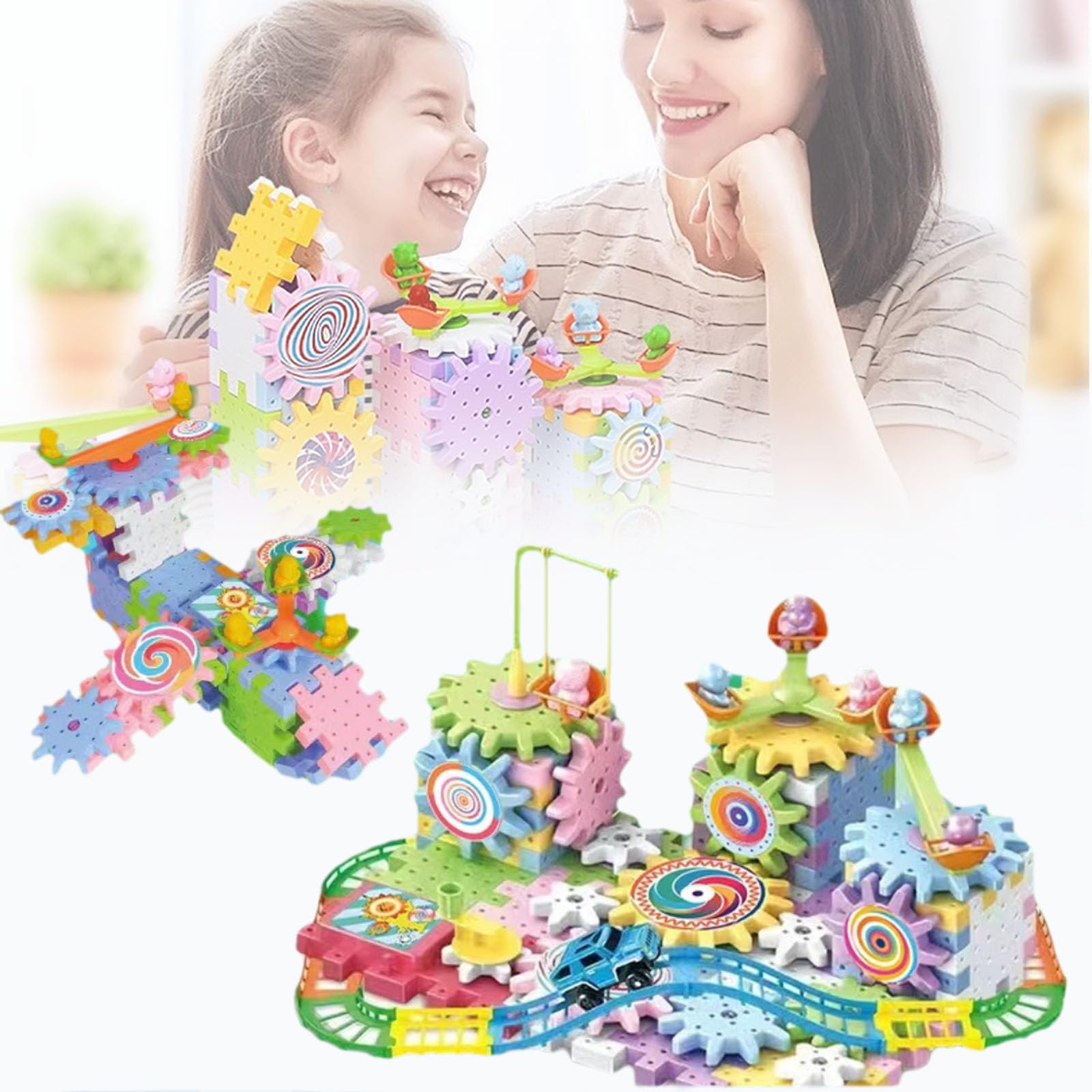 Educational Stem Electric Gears Blocks Toy, Upgrade 263PCS DIY Electric Gear Building Block Toy, Gear Building Toy Set, Frosted Skin Friendly Surface for Children Aged 3-8 (180pcs)