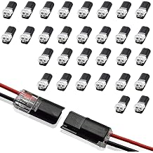Double-Wire Plug-in Connector with Locking Buckle, Waterproof Solderless Small Gauge Wire Connectors in 2 Pin Connector Kit, 18-22AWG 30PCS