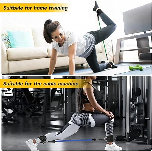 Miniatura 5 de Bandas de resistencia al tobillo con puños, juego de correas de tobillo con bandas de resistencia de 10 libras, 20 libras, 30 libras para mujeres,