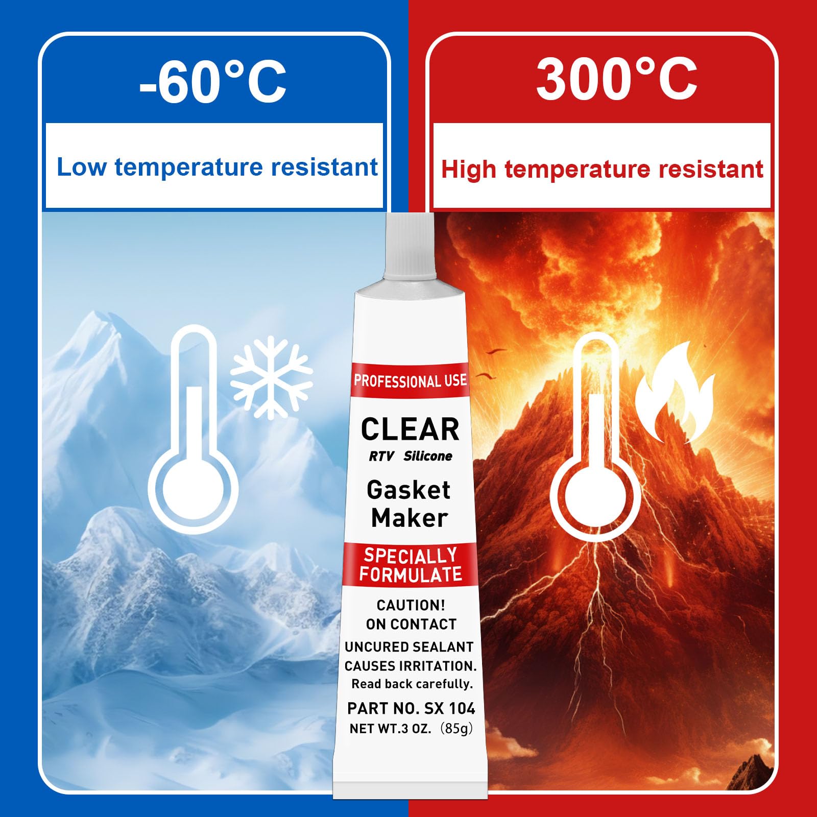 Guarnizione in silicone RTV da 340 g, sigillante trasparente antiurto e a prova di perdite, resistente alle alte temperature, sigillante RTV può essere utilizzato in motori, trasmissioni,