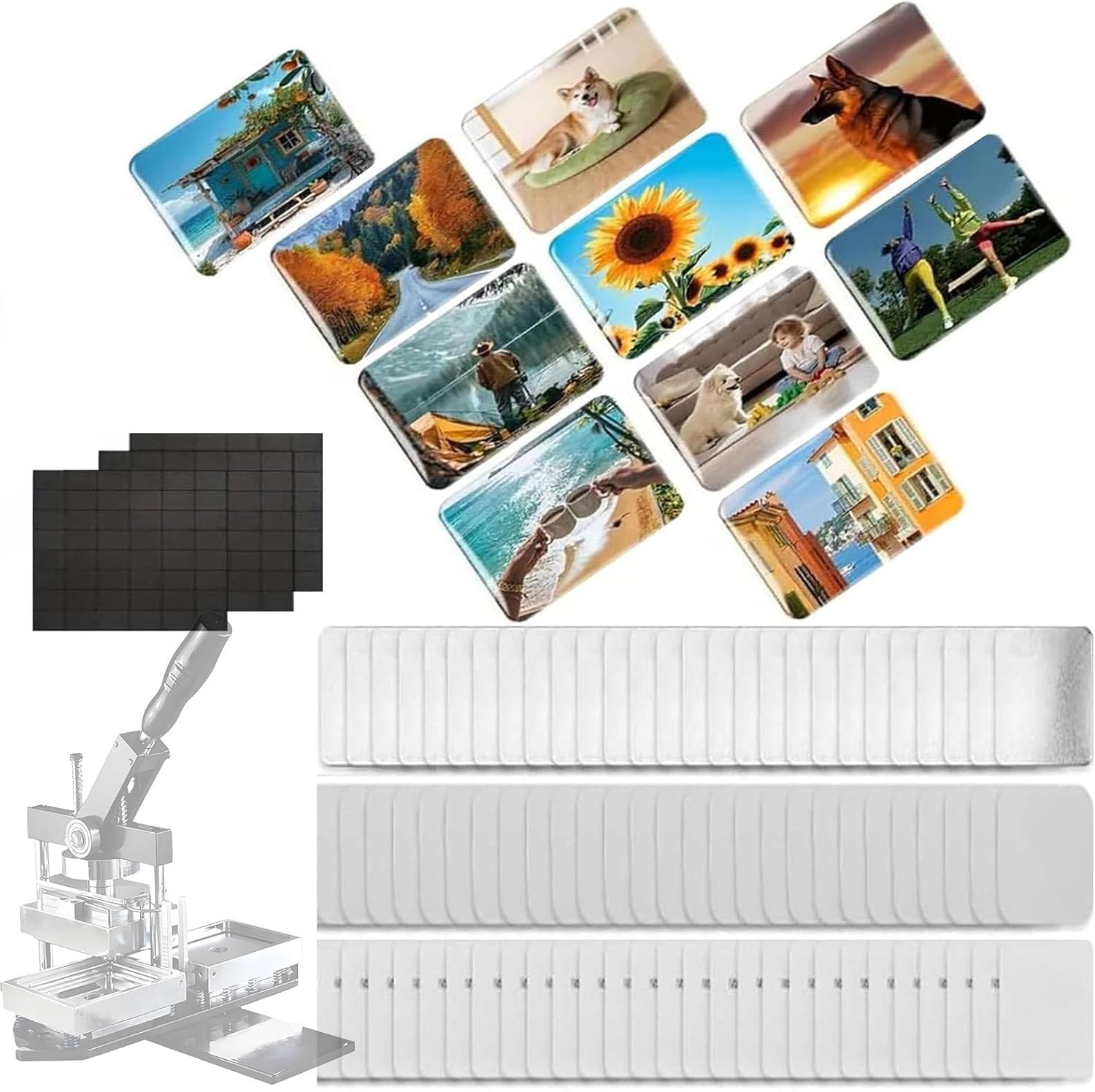 200/500 Set - 3*2in/3.5*2.5in Rectangular Fridge Magnet Maker Machine Supplies, For DIY Photo Refrigerator Sticker Button Press Refill, Supplies Only, Machine Not Included ,80*53mm(3*2in)-200set