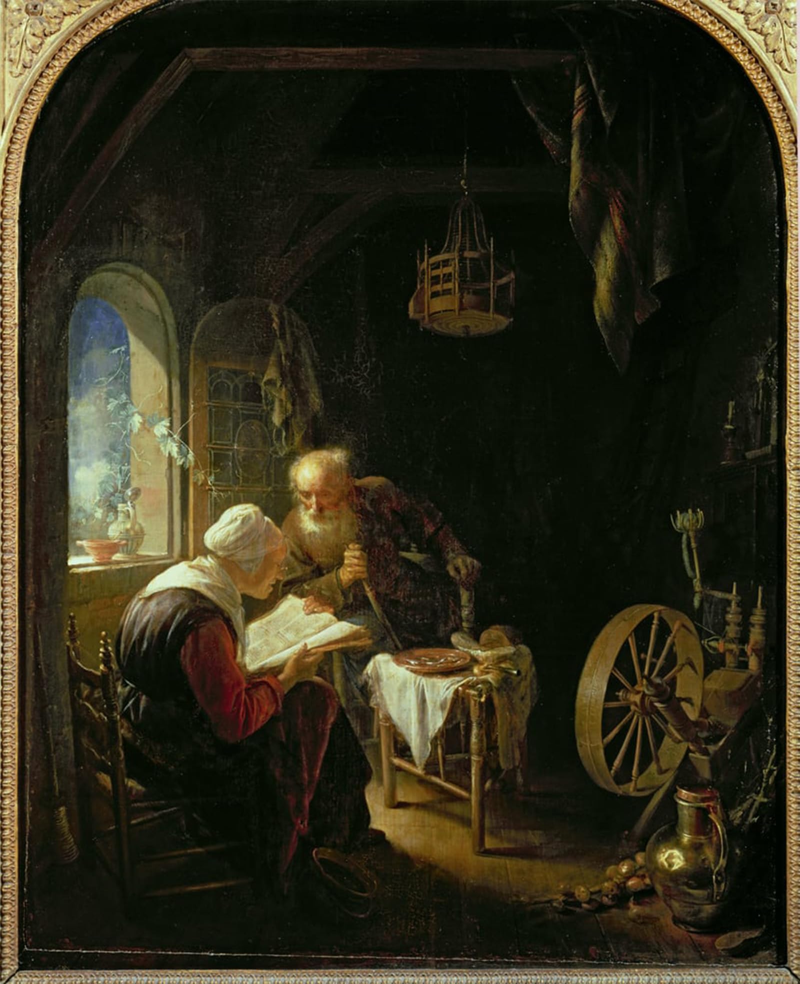 ARTXLXXBN Famous Painting Art Wall Decor Abstract Art Picture the Bible Lesson or Anne and Tobias by Gerrit Dou Animal Pictures for Home Decor 60x90cm
