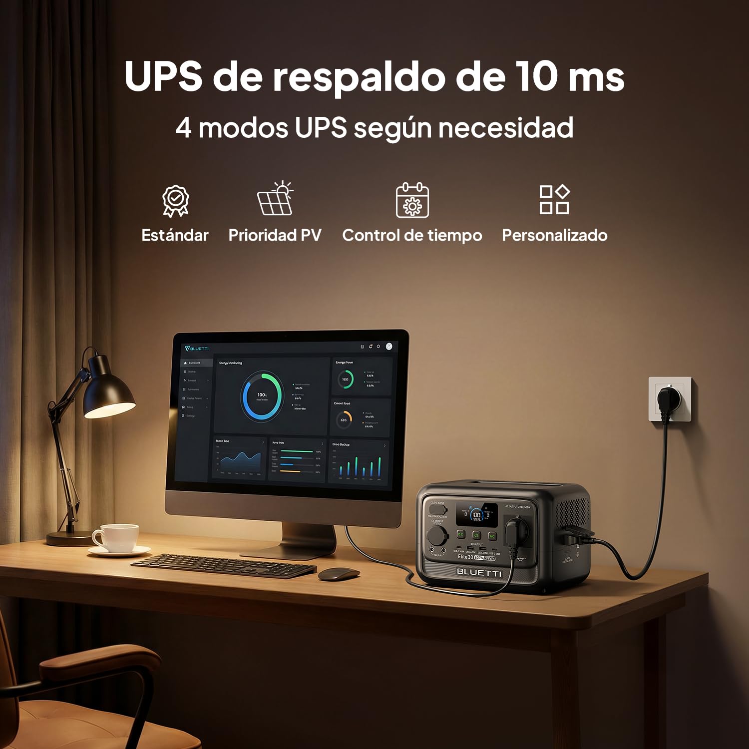 BLUETTI Elite 30 V2 Estación de Energía Portátil, Generador Solar de 288Wh, 600W Salidas CA (Power Lifting 1500W), Batería LiFePO4 de Carga Rápida para Camping, Viajes por Carretera y Cortes de Luz