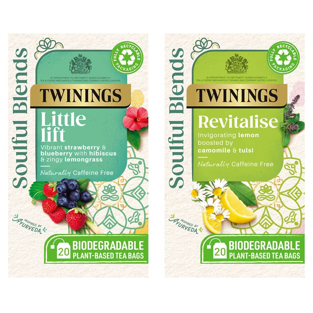 TwiningsSoulful Blends Kapha Bundle - Inspired by Ayurveda - Little Lift & Revitalise - Herbal infusions designed to bring a sense of balance to your day - 40 Biodegradable Tea Bags