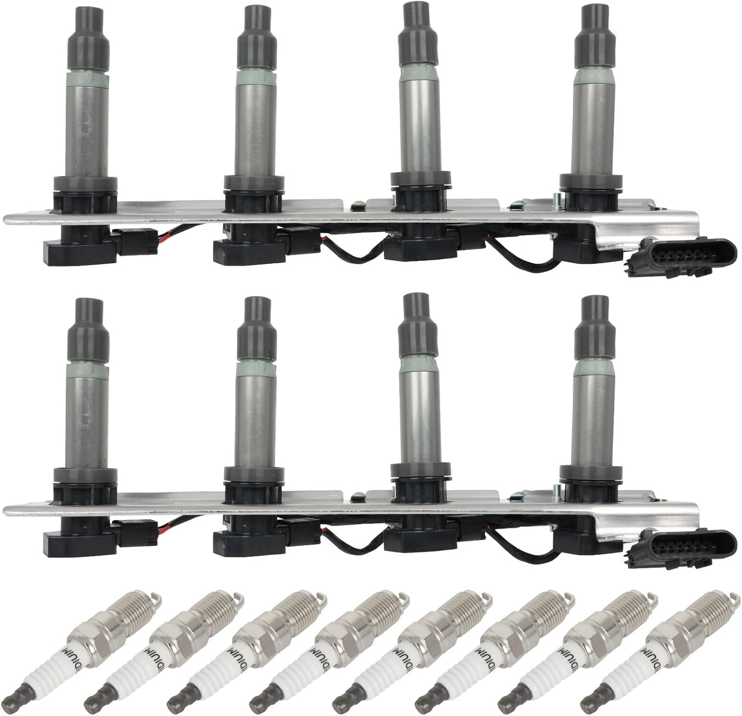 ECCPP 2 ignition coils with 8 iridium Spark Plugs,UF372,for Pontiac Bonneville 4.6L 2004-2005,for Cadillac XLR 4.6L 2004-2005,for STS 4.6L 2005-2006,for SRX 4.6L 2004 2005 2006,UF372