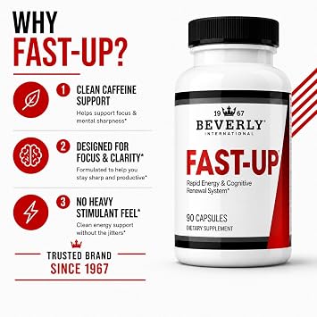 Beverly International Fast-Up, Clear Focus Brain Booster, 90 Capsules