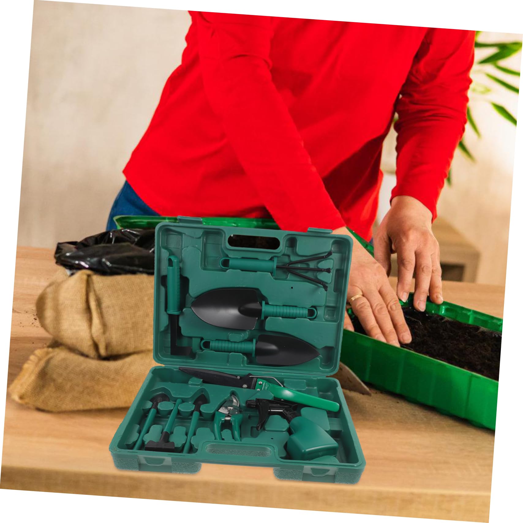 BESPORTBLE Outils De Jardinage Pelle Râteau Cisaille Pulvérisateur avec Étui De Rangement pour Jardinage