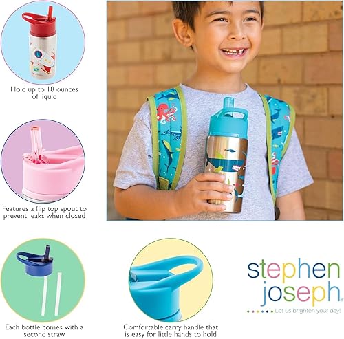 Miniatura 5 de Stephen Joseph Botellas de agua de acero inoxidable, 18 onzas, sirena