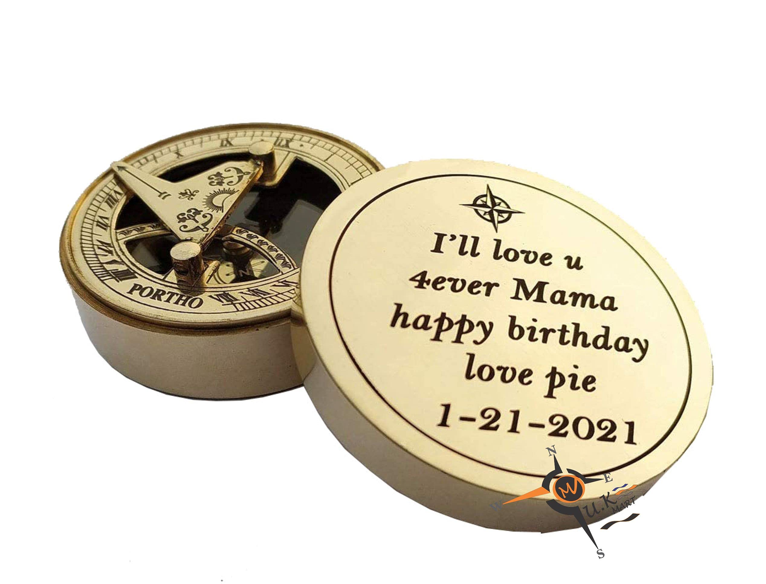 M.A & SONS Personalized Brass Engraved Sundial Compass Add Your Massage & Logo with Your Image On Compass-picture-17