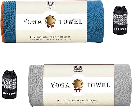 HAPBEAR Hot Yoga Towel - Non Slip Yoga Mat Towel with Grip Dot, Super-Absorbent, Soft Microfiber Towel for Hot Yoga, Pilates and Fitness