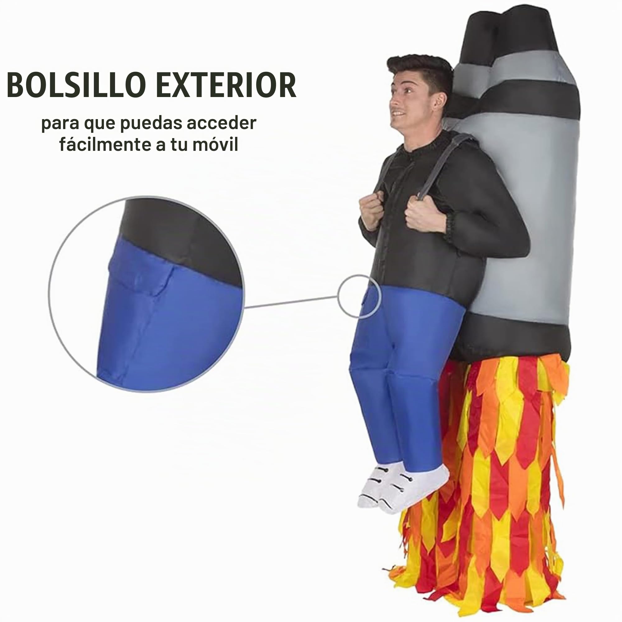 Morph Disfraz Inflable Jetpack, Traje Divertido Cohete, Ideal para Fiestas y Eventos, Talla única