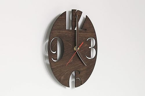 Miniatura 2 de Rustic Wall Clock - Wooden Wall Clock - Brown Wall Clock - Modern Wall Clock - Scandinavian Style Clock - Thin Wood Clock - Boho Wall Clock