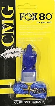 UE Fox 80 CMG Whistle Canada Made Classic Pealess Whistle with Cushioned Mouth Grip High Sound for Sports Coach (Blue)