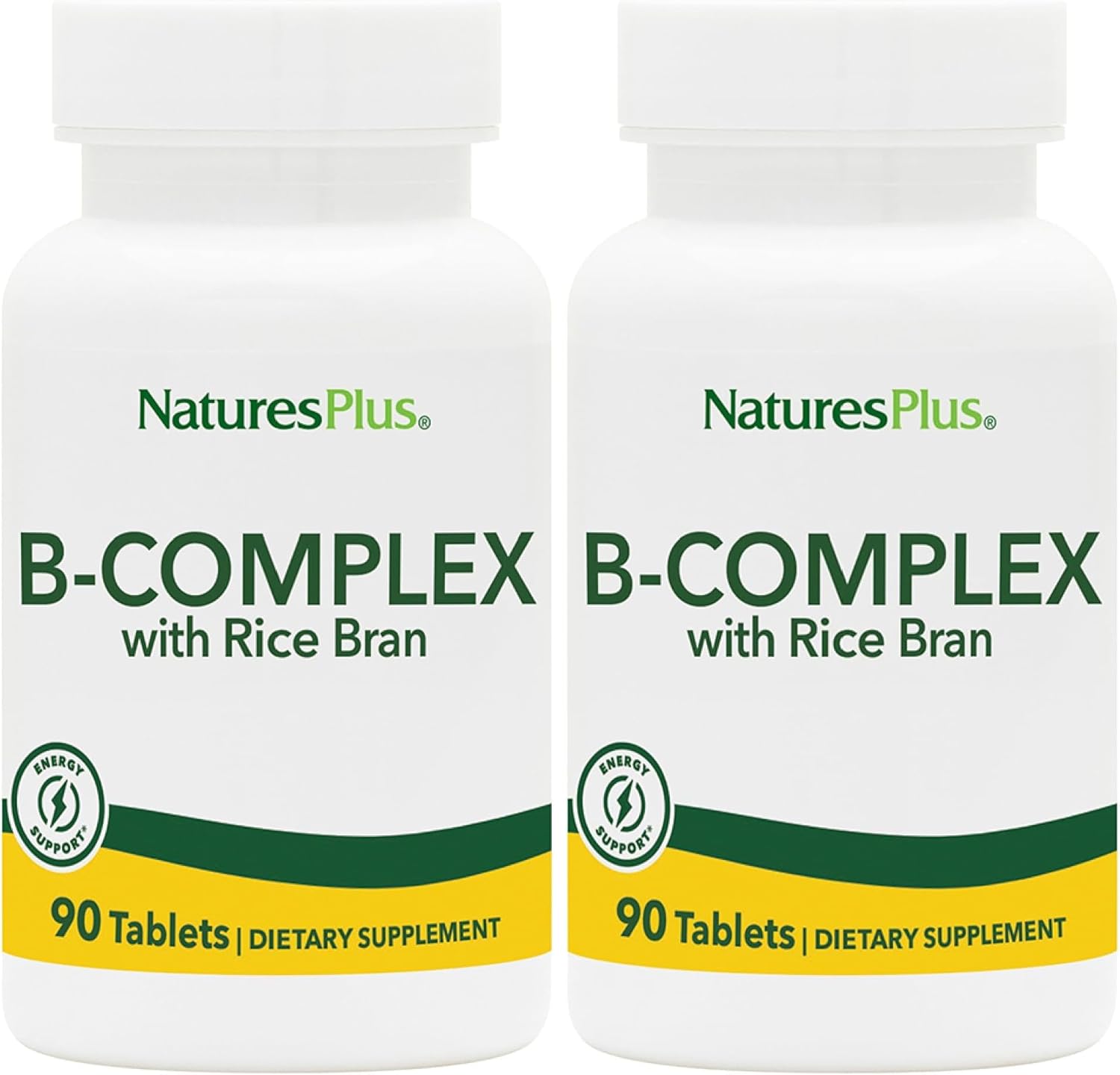 NaturesPlus B-Complex with Rice Bran - 90 Tablets - Vegetarian, Gluten Free - 90 Servings (Pack of 2)