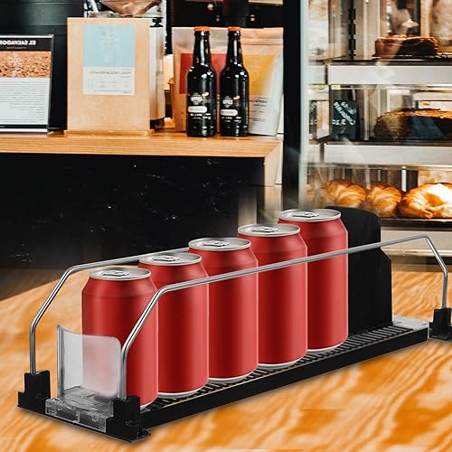 Miniatura 4 de Hemobllo Dispensador de bebidas para refrigerador, máquina expendedora automática, bandeja de empujador, organizador de latas de refrescos, estante