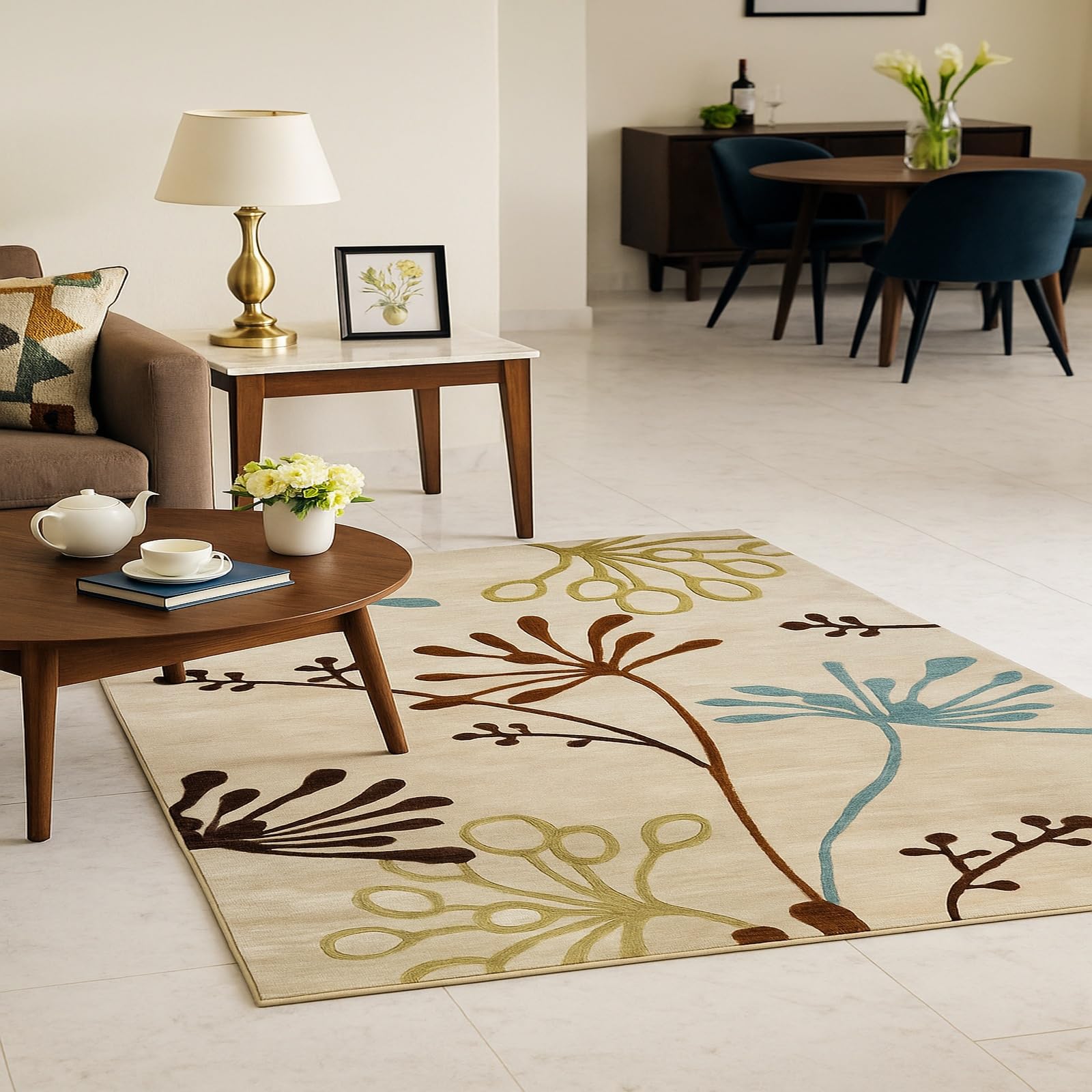 Tapis de cuisine bleu sarcelle moderne idéal pour la terrasse