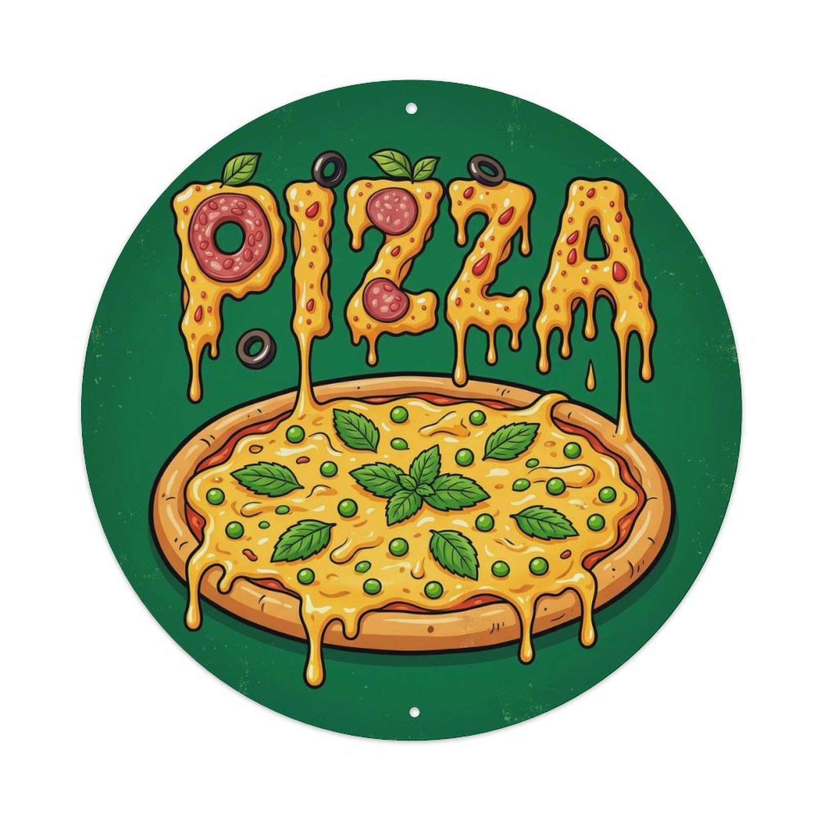 Cwbufd Vintage Style Vintage Pizza Slice Mint Pea Vintage Metal Tin Sign Plaque Wall Decor For Cafe, Club Bar, Office, Garden Metal Poster 8X8inch