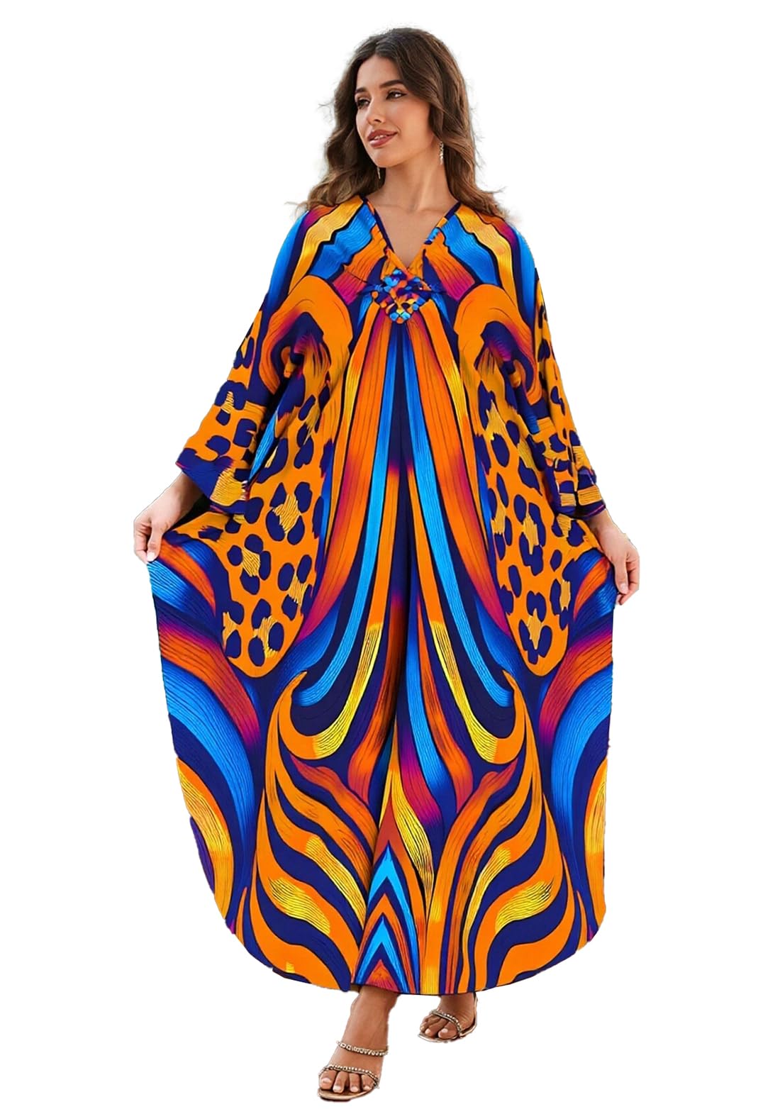 sunforyou Kaftan Dresses for Women Stylish Caftans Plus Size Beach Cover up Soft Loungewear