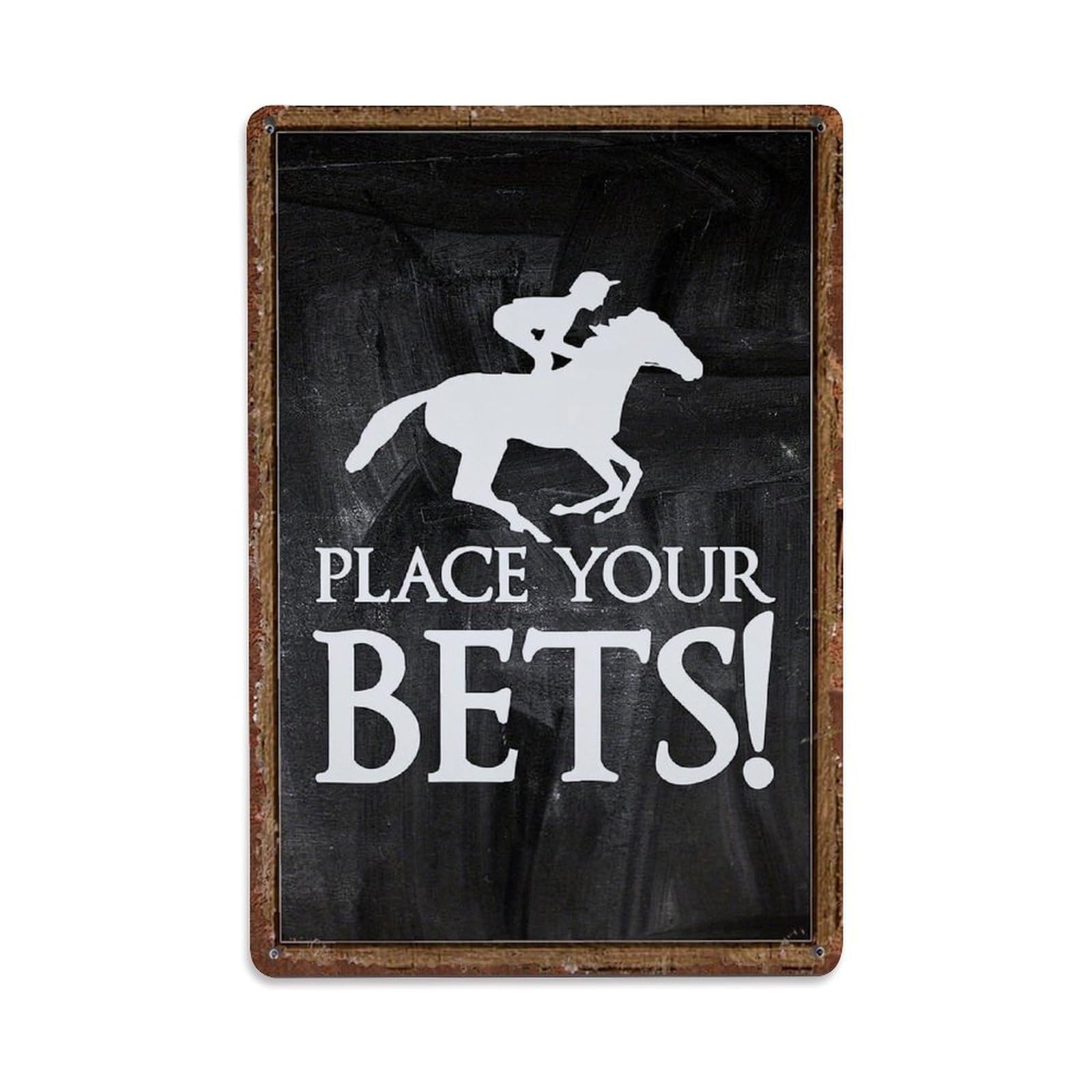 Jdfenggu Vintage Horse Racing Silhouette Sign Retro Metal Tin Sign, Decor Art Poster For Bar, Home, Man Cave, Kitchen, Laundry Room Gift 8X12inch