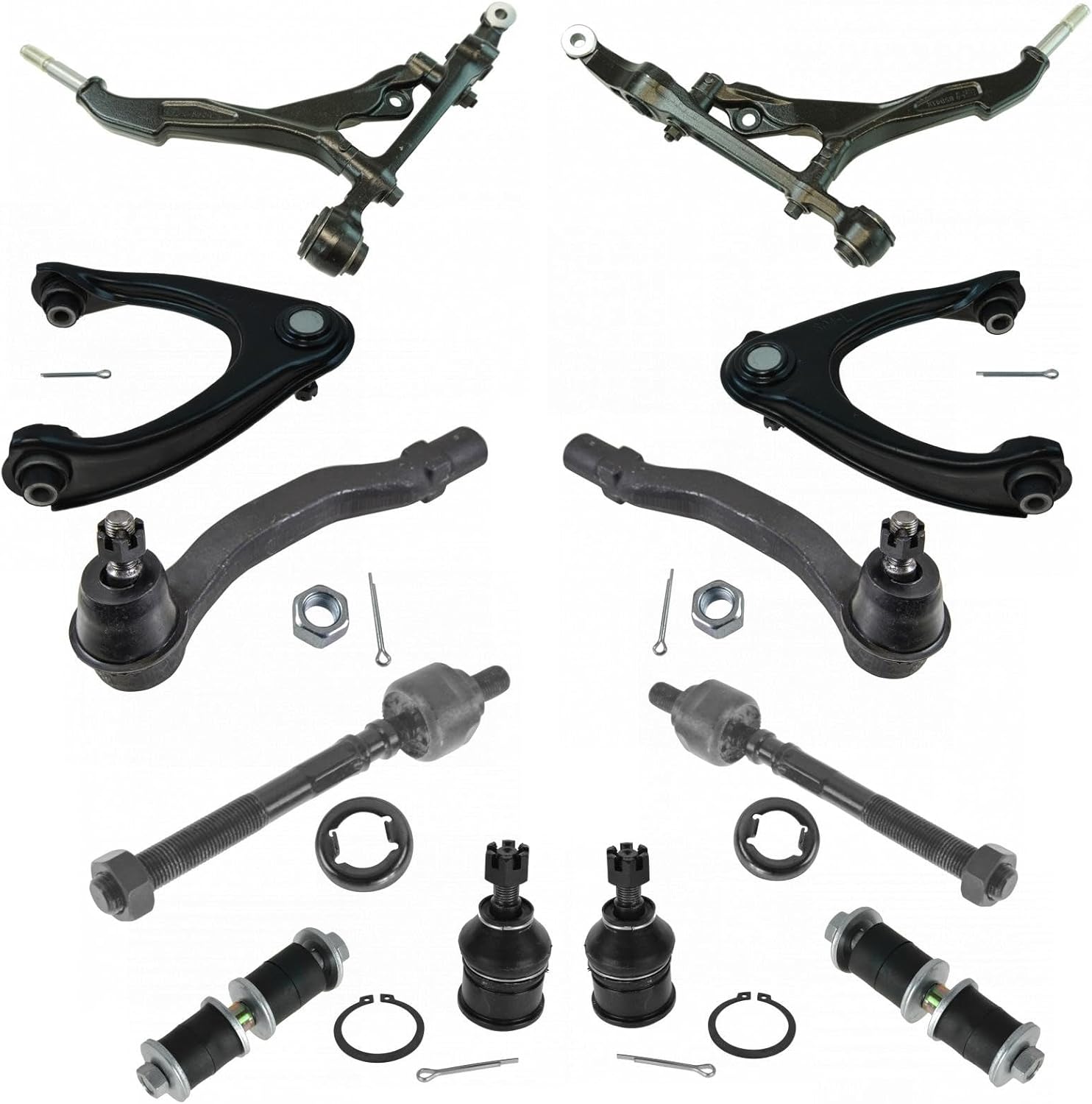 TRQ Front Steering and Suspension Kit Tie Rods Control Arms Ball Joints Sway Bar Links Compatible with 1996-2000 Honda Civic