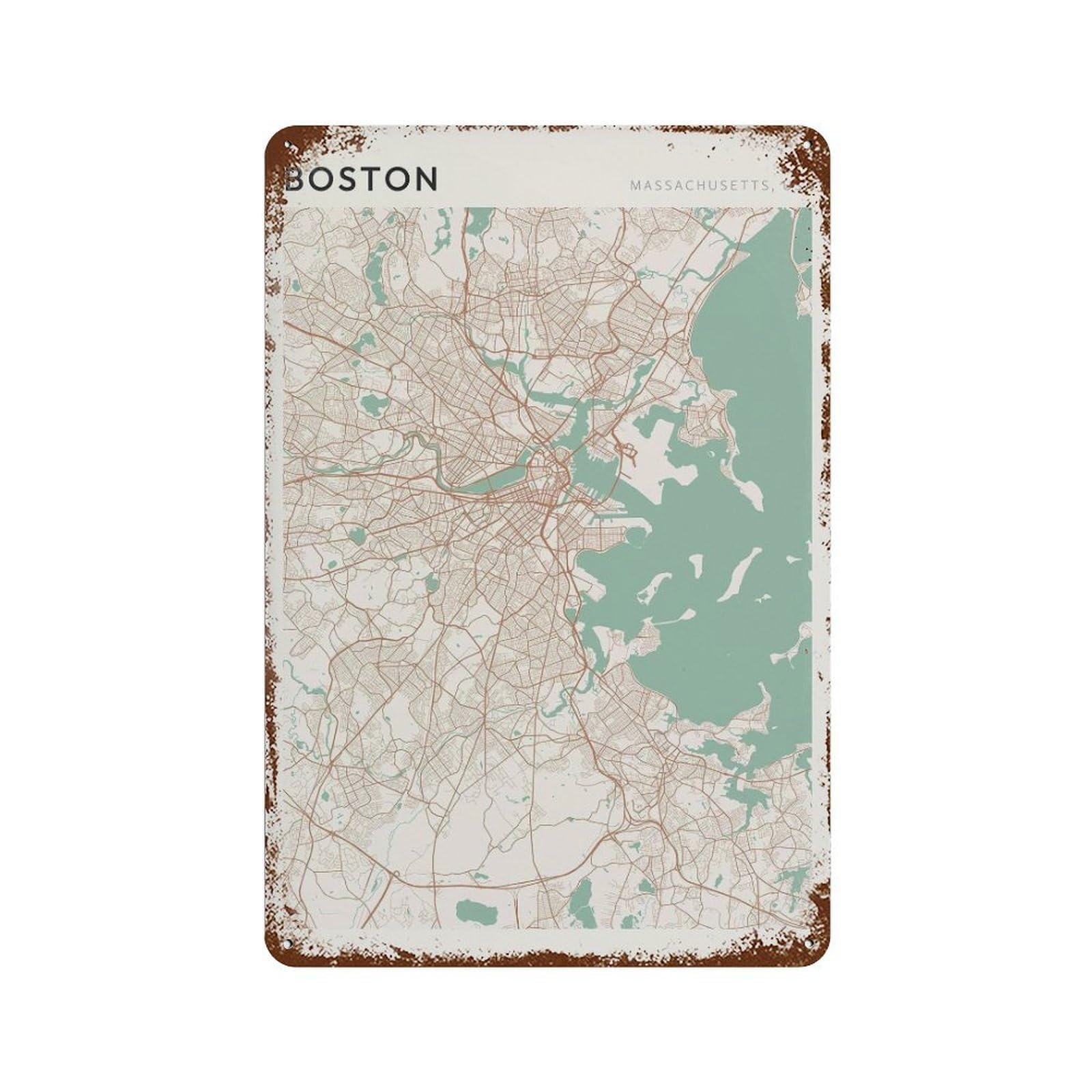 xiaoxiaoshen Boston Map City USA Massachusetts (2) Wall Decor Art Metal Tin Poster Modern Home Decor Art Home Bar Shop Decorations Vintage Sign 30x20cm