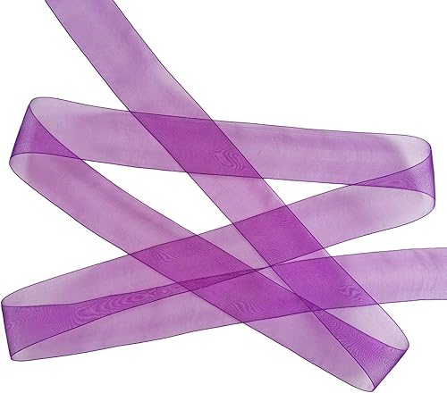 Miniatura 3 de Cinta de organza púrpura para envolver regalos de 1.5 pulgadas x 50 yardas, cinta de gasa transparente para manualidades, lazos para el cabello,