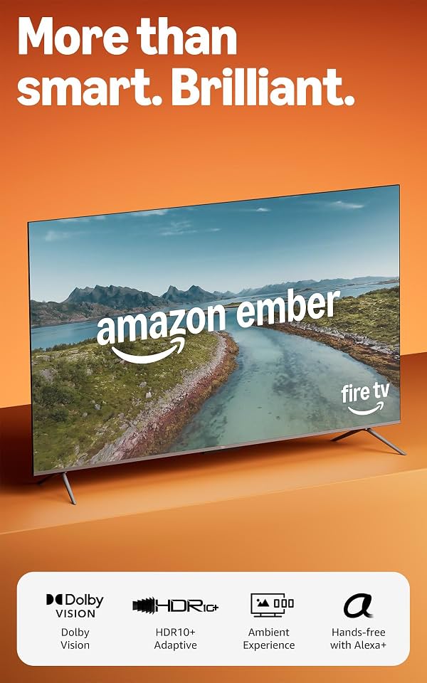 Amazon Ember 65" Serie QLED con Fire TV (modelo más reciente), Smart TV 4K Ultra HD, HDR10+, Dolby Vision, Dolby Audio, procesador de cuatro núcleos, encuentra programas más rápido con Alexa+