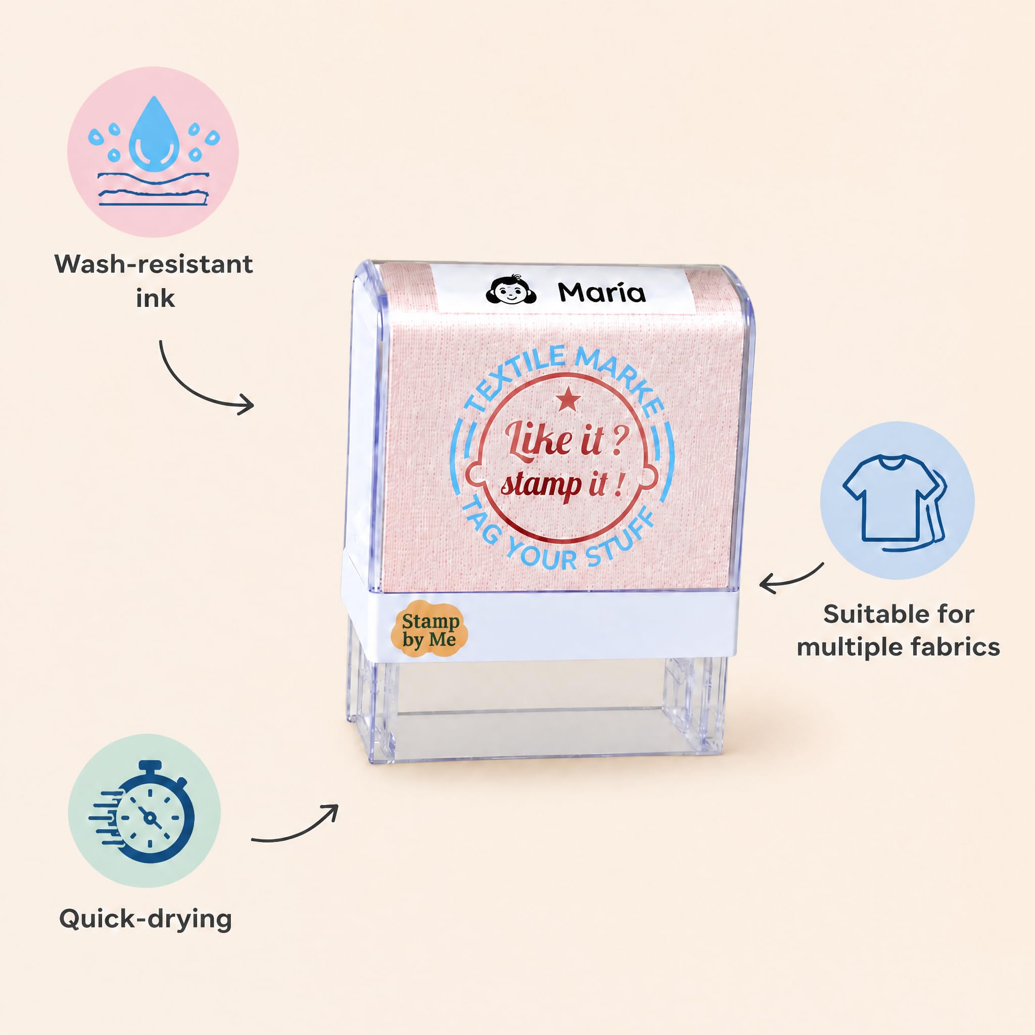 Sello de Ropa Personalizado para Niños | Marcador de Nombre Textil Impermeable para Uniformes Escolares