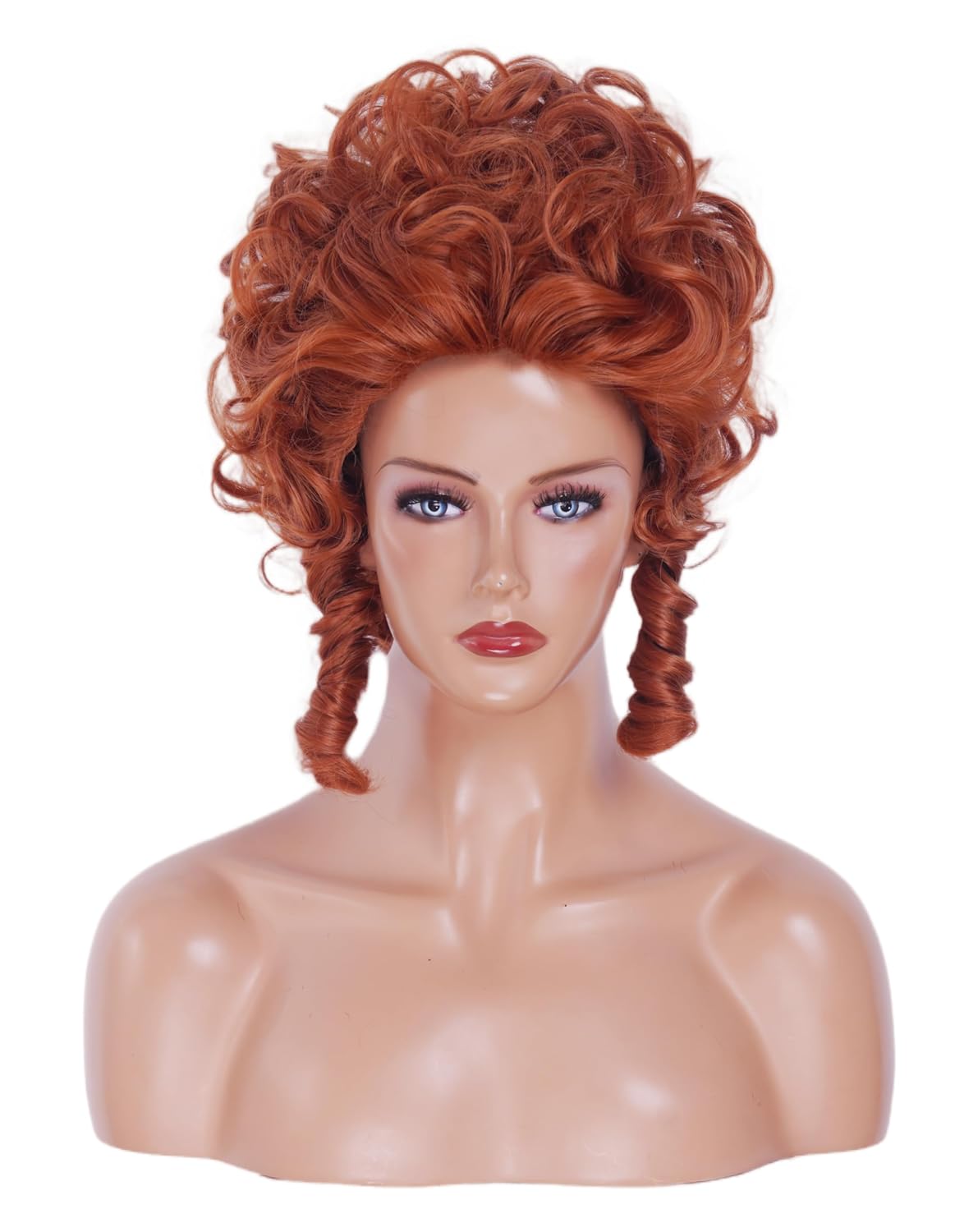Rugelyss Short Wavy Fox Red Curly Wig Big Bouffant Beehive Copper Wigs for Women fits 70s 80s Costume or Halloween Vintage Cosplay Party