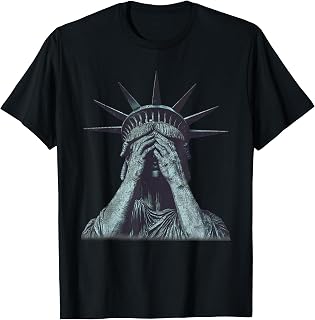 Statue of Liberty Weeping Distressed Cry America Statue USA T-Shirt