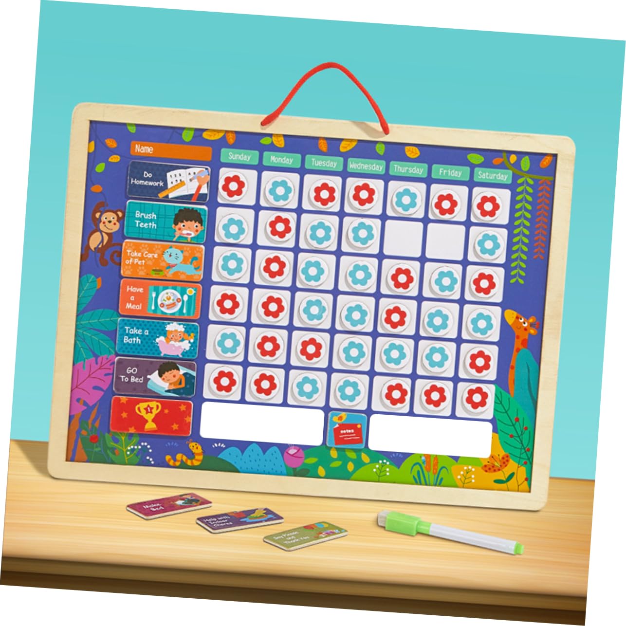 NUOBESTY Tabla de Recompensas de Comportamiento para Niños de Madera