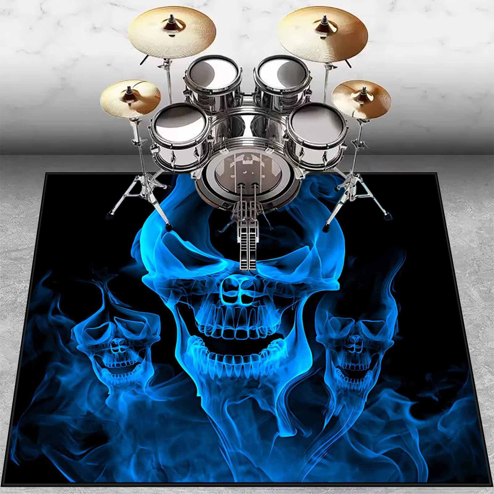 Drum Teppich 180 x 160 cm Schlagzeugteppich rutschfest Schalldicht Drum Teppich Matte für Innen und Außen Elektronisch Schlagzeug Teppich Schallschutz Akustik Teppich Musikinstrumente Bodenmatte
