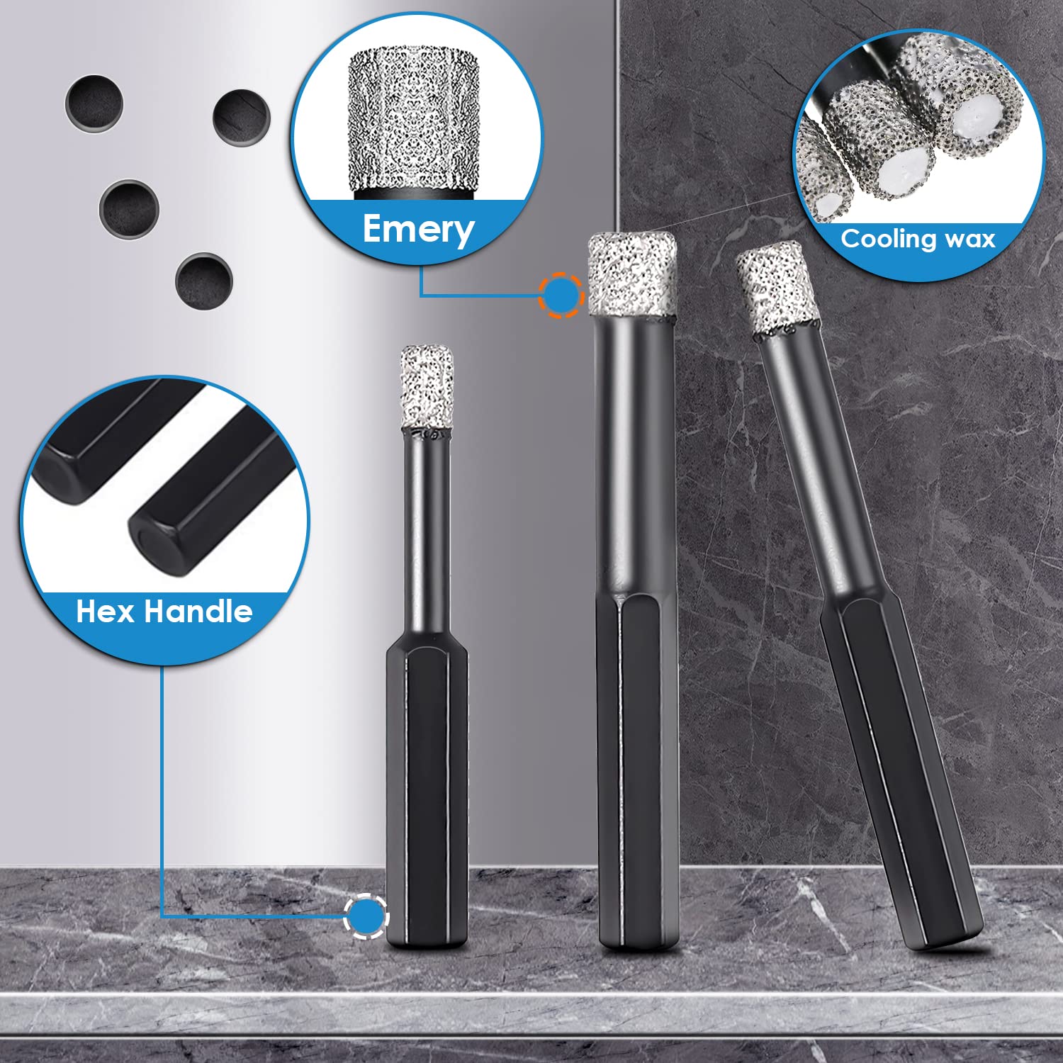 Punte da Trapano diamantate a Secco da 16 mm, seghe a Tazza per Piastrelle a Secco per Granito, Porcellana, Piastrelle, Ceramica, Marmo, Mattoni, 1 Pezzo