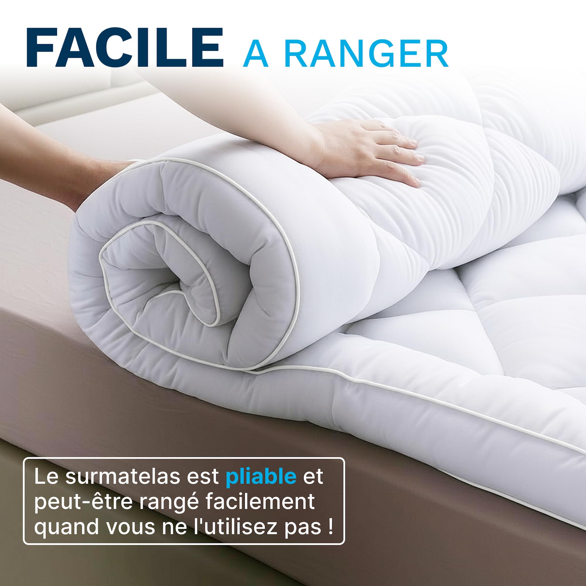 CATAVANA - Surmatelas Confort 80x200 cm - Microfibre Respirante, Hypoallergénique et Anti-acariens - Garnissage 800g - Antidérapant avec Bandes Élastiques - Idéal pour 1 Personne.