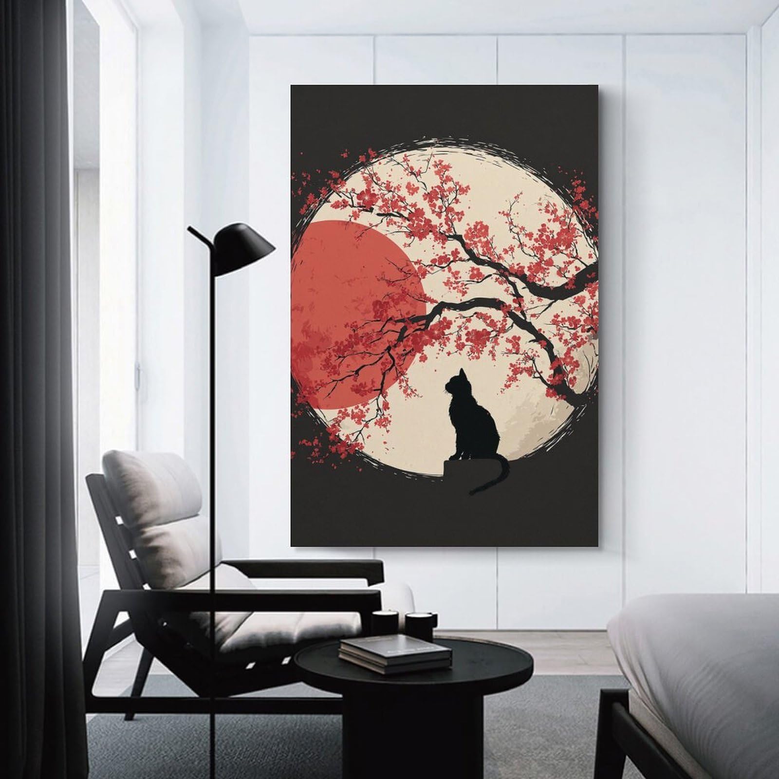 Junmoney Unframe-Style-24 Japanese Cherry Blossom Wall Art Room Decor Wall Art 24X36inch(60X90cm), For Entrance Walls, Hall Decor Or Foyers, A Neat Decor Update For Hallways