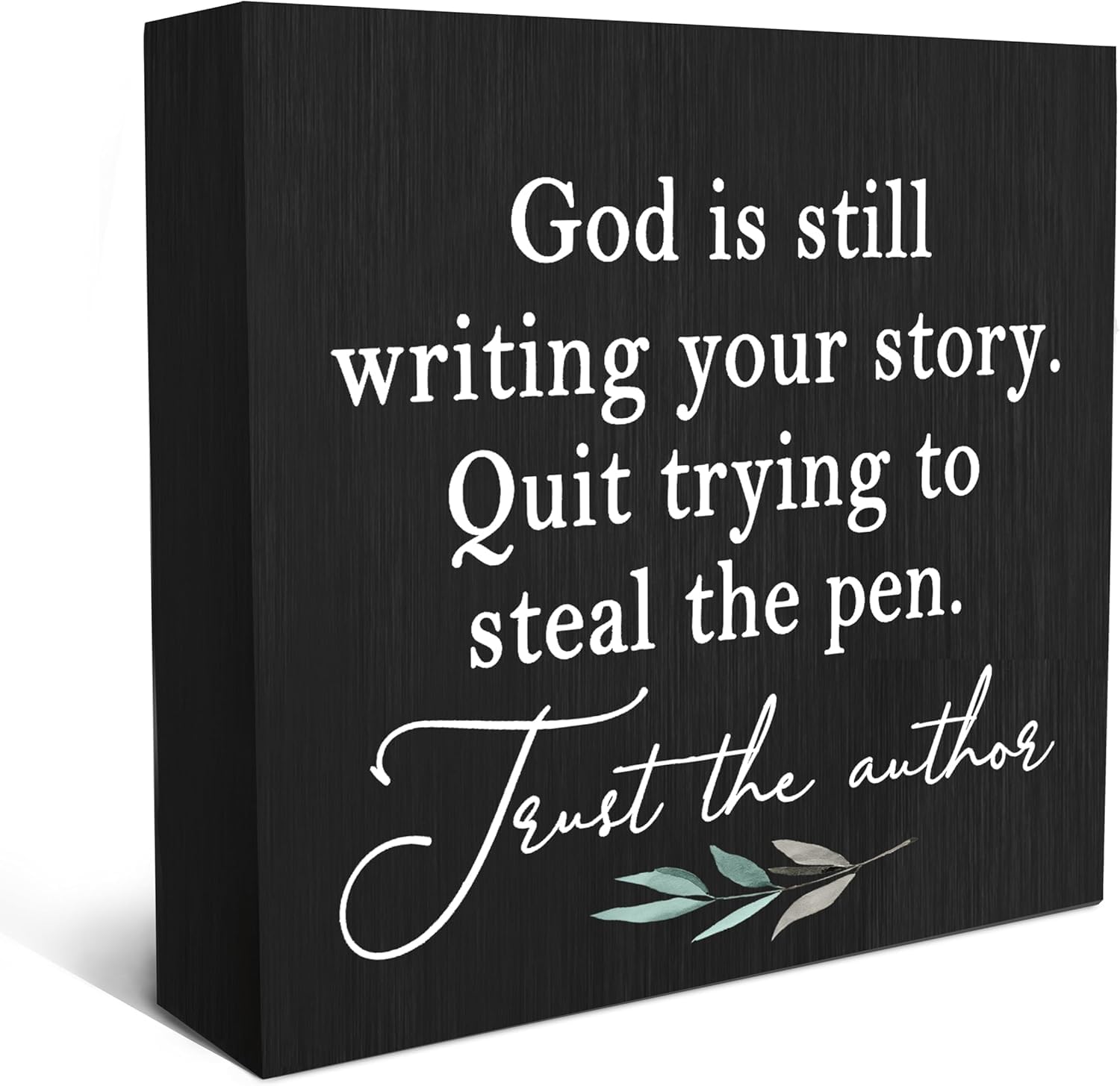 7x7 Inch Inspirational Box Sign Trust the Author Black Desktop Decor