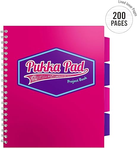 Miniatura 4 de Pukka Pad - Cuaderno de 5 materias, para escuela, trabajo, oficina, 3 unidades, 100 hojas premium de 2.82 oz/m² (80 gr/m²)