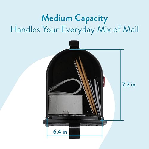 Miniatura 3 de Architectural Mailboxes Admiral ADM11BAM, buzón de aluminio para montaje en poste, código de compatibilidad A, negro texturizado, capacidad media