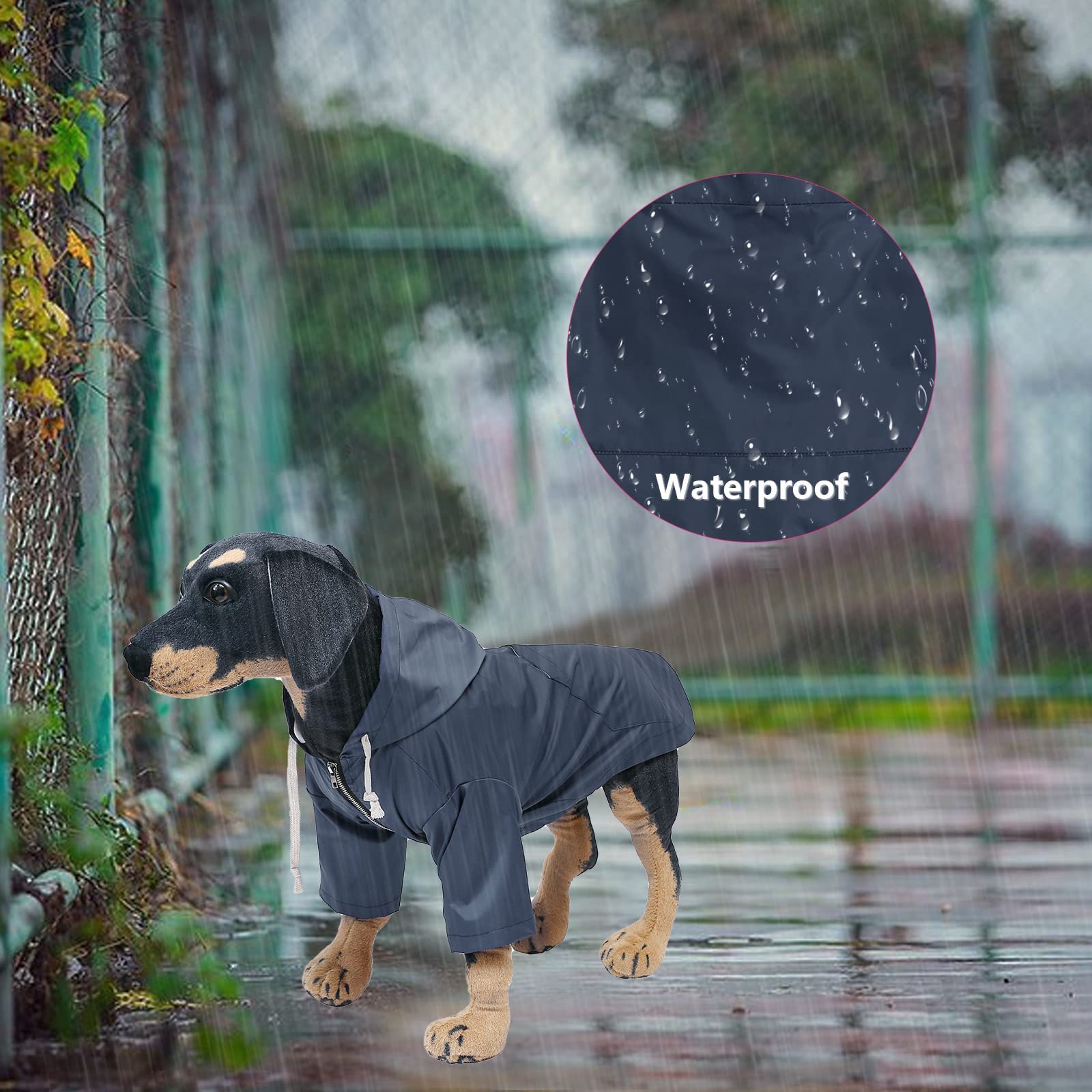 Impermeabile per Cani con Cappuccio, Impermeabile/Pioggia, Coulisse Regolabile, Design Tascabile, Elegante Impermeabile per Cani di Alta qualità (Blue X)