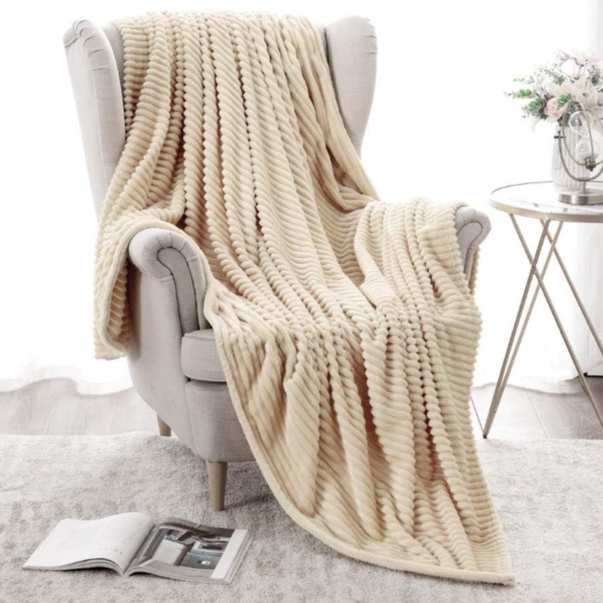Coperta coccolosa Coperta in pile Coperta di flanella Coperta unicolore Coperta per divano Soffice lancio Microfibra Copriletto Coperta per letto Divano Ufficio Camera da letto 150x200cm Khaki