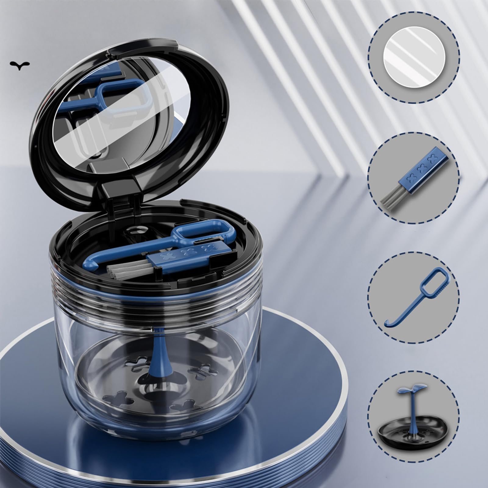 HFEHSKJ Leak Proof Mouth Guard Case, Portable Retainer Bath Case Denture Holder Storage Denture Storage Soak Container for Dentures, Clear Braces, Mouth Guard, Retainers(Black)