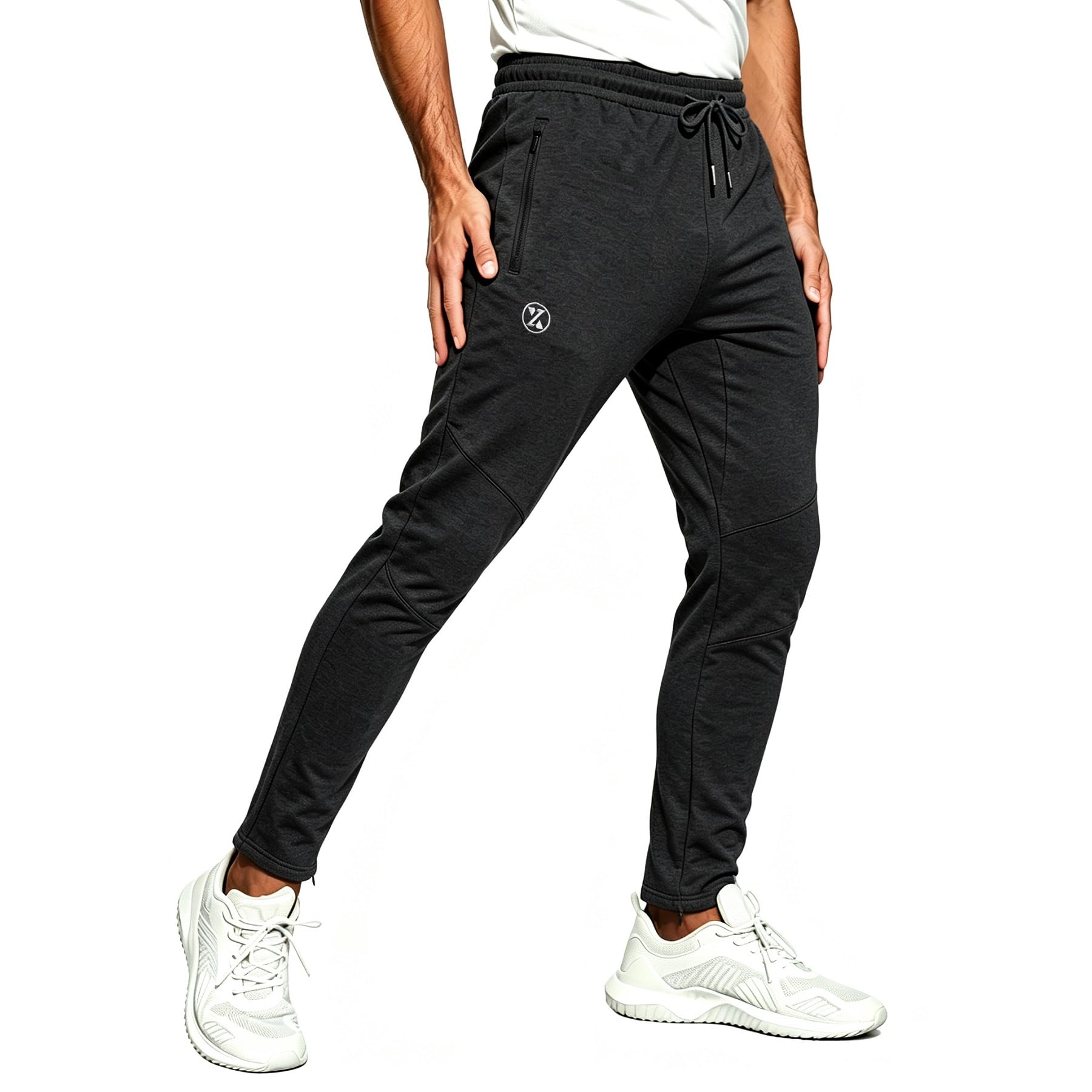ZOXOZ Jogginghose Herren Gym Baumwolle mit Reißverschluss | Atmungsaktiv Laufhose Herren Lang mit Reißverschlusstaschen,Sporthose Trainingshose Fitnessstudio Fitness Slim Fit Hose