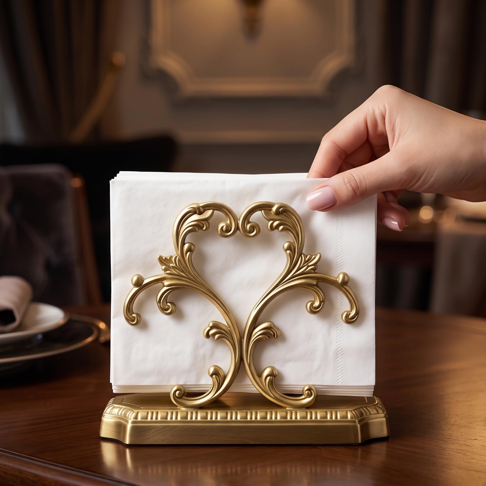 Gralara Servilletero Mesa Ornamental Servilletero con Diseño Perforado Soporte para Hoteles