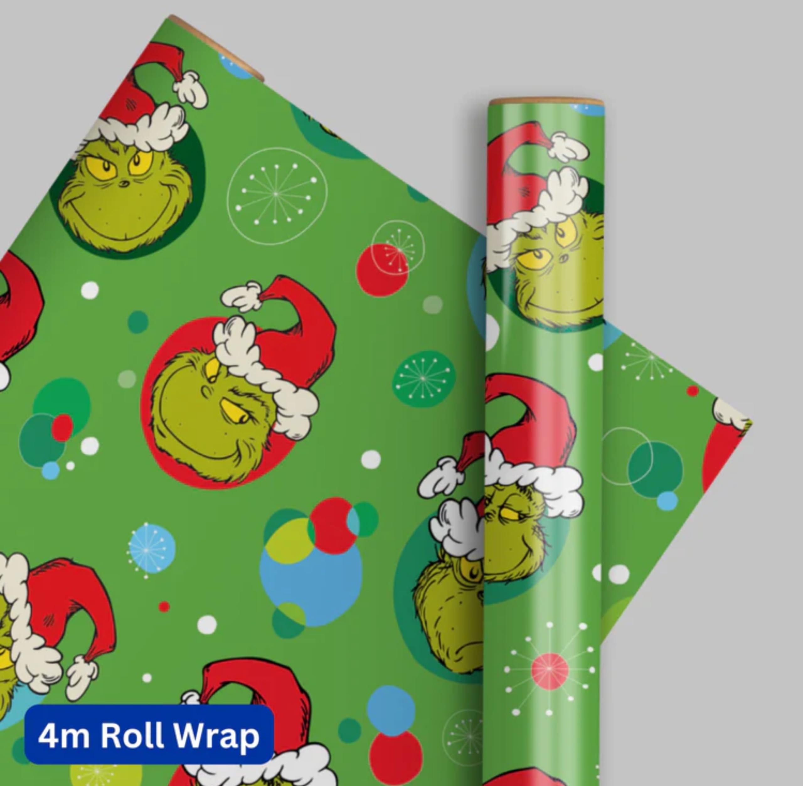 The Grinch Weihnachts-Geschenkpapierrolle - 4 Meter lang offizielles Dr. Seuss Geschenkpapier