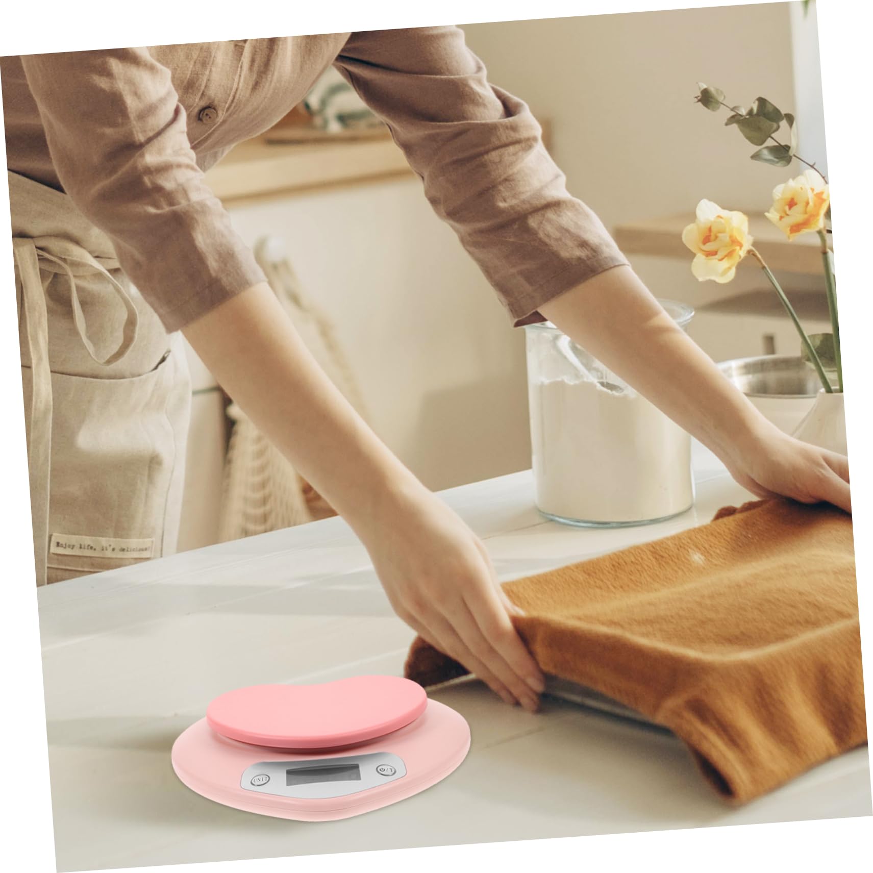 Báscula de Cocina Digital Portátil de Alta Precisión, Plástico | Rosa, Sensor de Alta Sensibilidad, Uso en Cocina y Tiendas, Diseño Práctico para Hornear