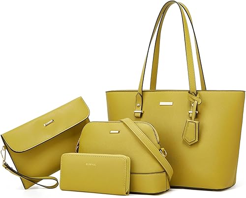 Juego de 4 piezas bolsa grande con asa superior, bolsa de hombro, bolsa de mano y cartera de estilo moderno para mujer