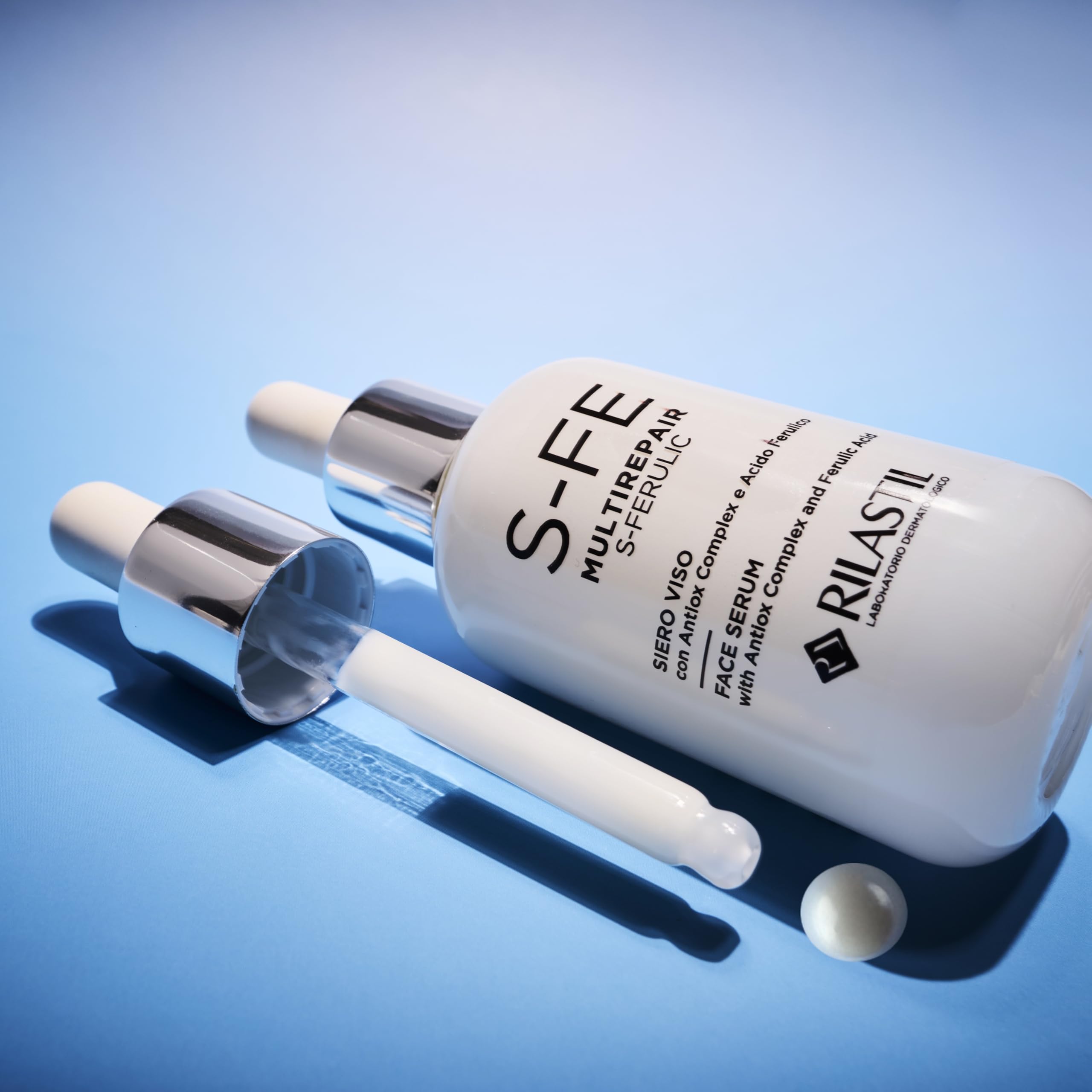 Rilastil Siero Viso Multirepair Ferulic, Azione Antirughe e Antiossidante con Superossido Dismutasi ed Acido Ferulico, 30 ml