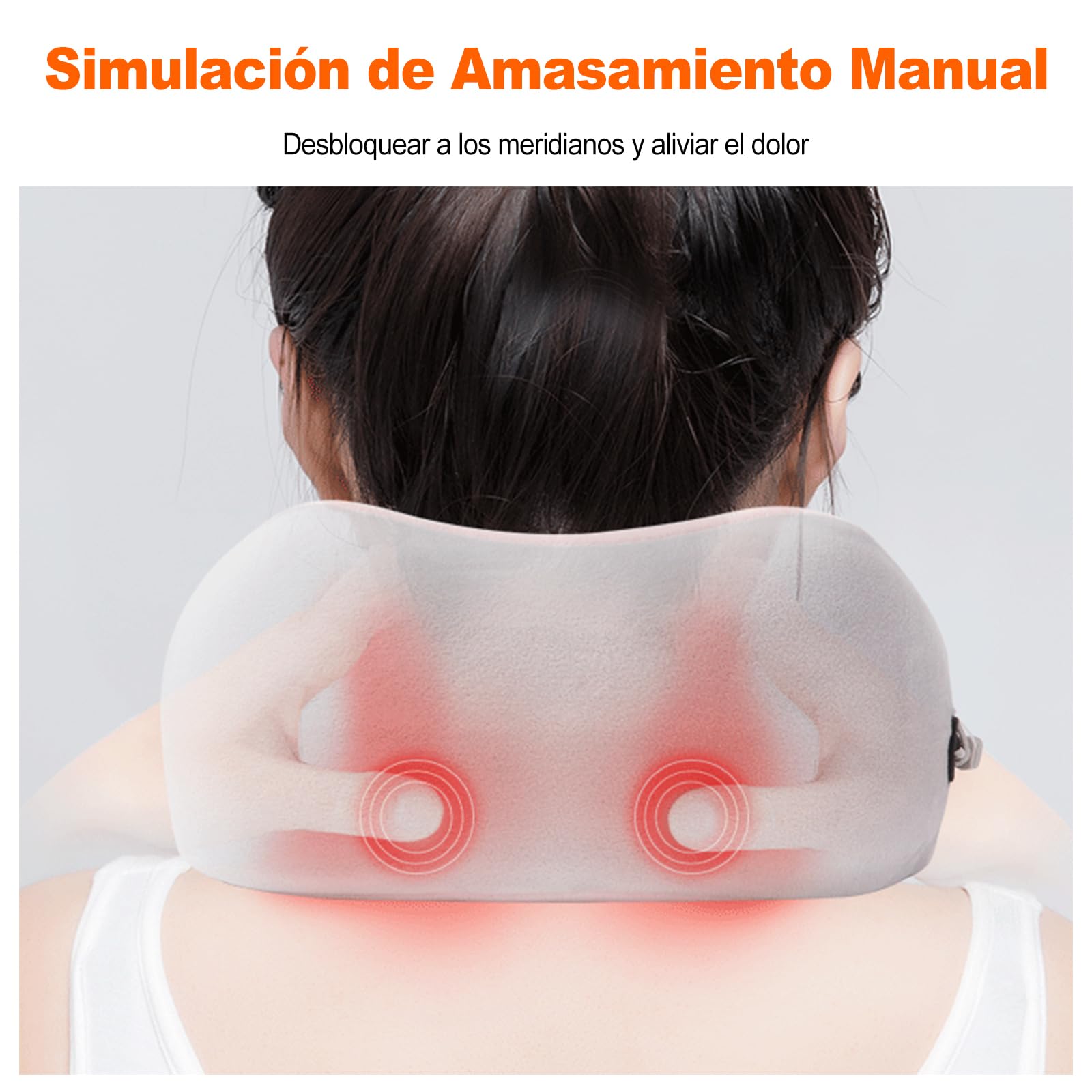 Ergocar Almohada de Masaje Masajeador de Cuello Masajeador Cervical Alivio del Dolor Muscular Almohada de Masaje en Forma de U Para El Hogar y la Oficina (Marrón)
