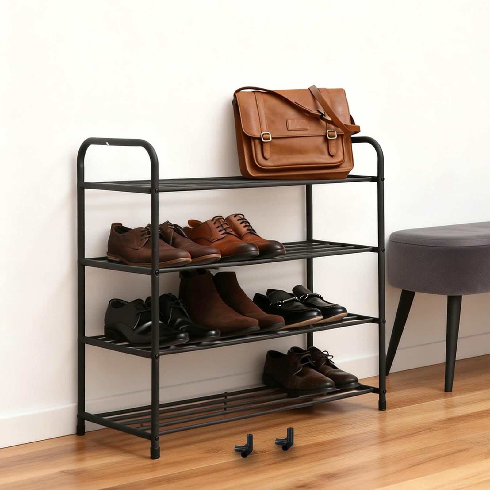 Set da 20 Connettori per Scaffalature Modulari per Scarpe, Plastico Nero, Diametro Interno 11mm, Struttura Stabile per Soluzioni DIY in Camere da Letto